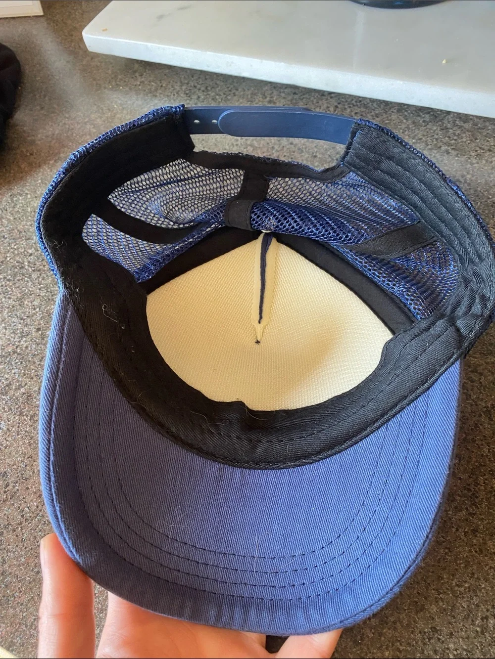Kids Navy Blue Trucker Hat with Red PNW Patch